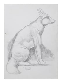 PAUL JOUVE MANNER ANIMAL PORTRAIT PENCIL PAINTING