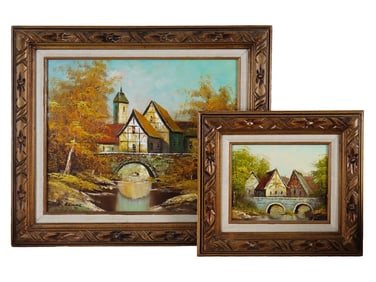 MID CENTURY OIL PAINTINGS SIGNED P. KLAUS LANDSCAPES