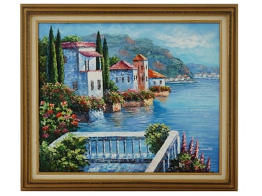 ITALIAN LANDSCAPE OIL PAINTING SIGNED WALLIS