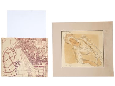 MIXED MEDIA ON PAPER GENRE AND PORTRAIT PAINTINGS