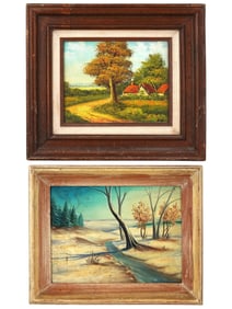 MID CENTURY LANDSCAPE OIL PAINTING SIGNED AND FRAMED