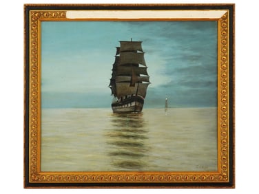 ATTR TO CHARLES SALIS LLOYD SEASCAPE OIL PAINTING