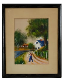 OIL PAINTING ON SATIN SIGNED BY THE ARTIST