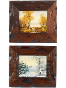 VINTAGE AUTUMN AND WINTER LANDSCAPE OIL PAINTINGS