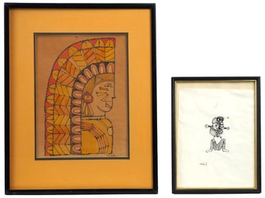VINTAGE ABSTRACT GRAPHIC ARTWORKS ON PAPER SIGNED