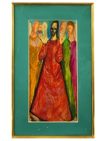 RELIGIOUS WATERCOLOR PAINTING BY LLUIS SAUMELLS