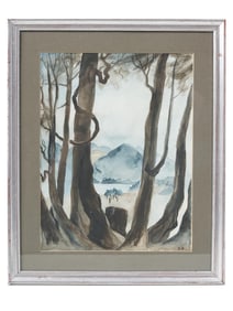 A MIDCENTURY AMERICAN WATERCOLOR PAINTING SIGNED