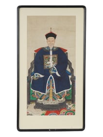 CHINESE ANCESTOR MIXED MEDIA ON PAPER PAINTING