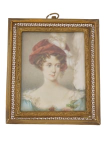 ANTIQUE ROYAL FEMALE PORTRAIT MINIATURE PAINTING
