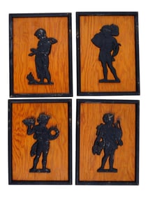 SET OF FOUR SEASON RELIEF DESIGN WOODEN WALL PLAQUES