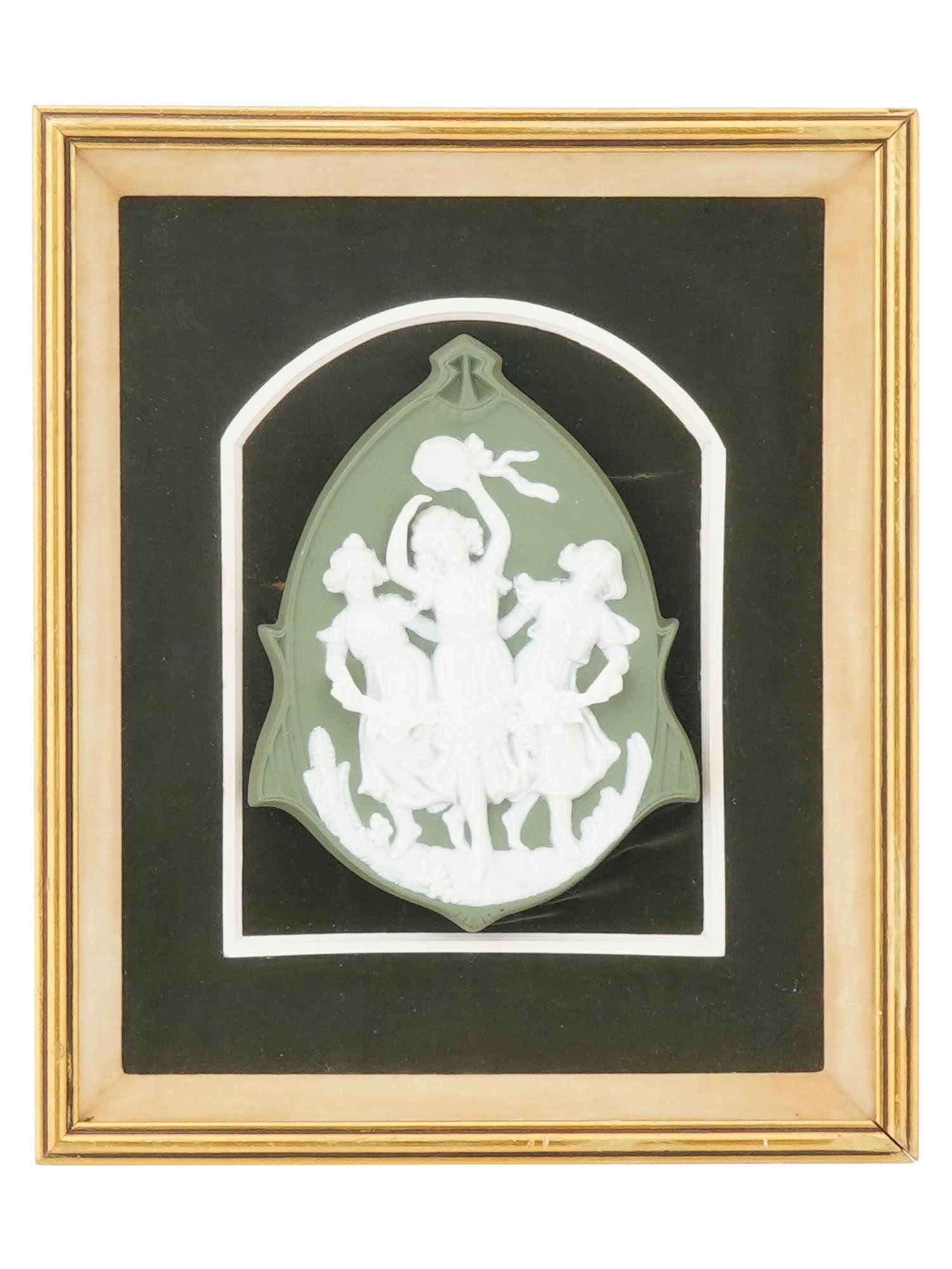 ANTIQUE THREE GRACES JASPERWARE WALL PLAQUE (1 of 6)