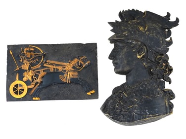 LOT OF GREEK ASSYRIAN MANNER SCULPTURAL WALL PLAQUES