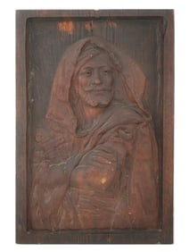 ORIENTALIST MAN PORTRAIT WOOD PANEL AFTER LOUIS HOTTOT