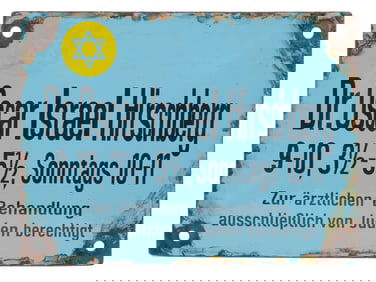 HOLOCAUST PERIOD STREET SIGN OF A JEWISH GHETTO DOCTOR