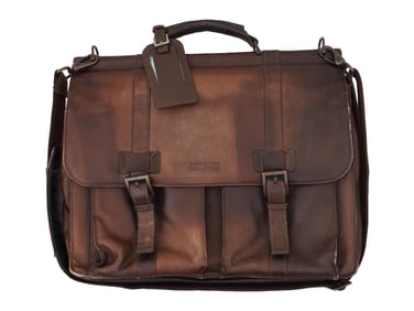 KENNETH COLE REACTION BROWN LEATHER BRIEFCASE