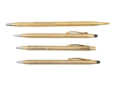 VINTAGE CROSS GOLD FILLED BALLPOINT PENS AND PENCIL