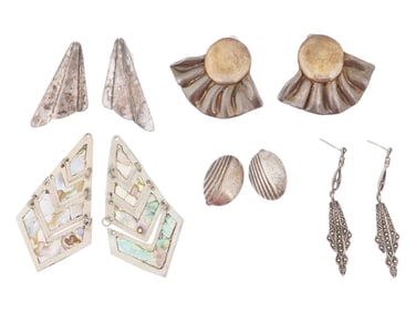 5 PAIRS OF VINTAGE STERLING SILVER EARRINGS