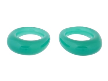 PAIR OF ASIAN MANNER CARVED JADE JEWELRY RINGS