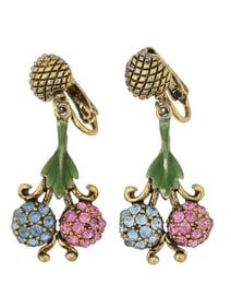 HOLLYCRAFT BERRIES DESIGN COSTUME JEWELRY EARRINGS