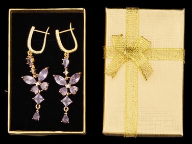 CUSTOM JEWELED BUTTERFLY DANGLE EARRINGS