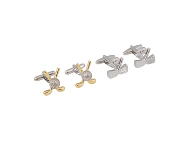 VINTAGE STERLING SILVER GOLF CUFFLINKS