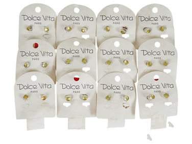 LOT OF 12 FRENCH DOLCE VITA COSTUME JEWELRY EARRINGS