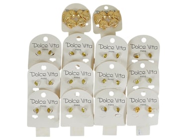 LOT OF 14 FRENCH DOLCE VITA COSTUME JEWELRY EARRINGS