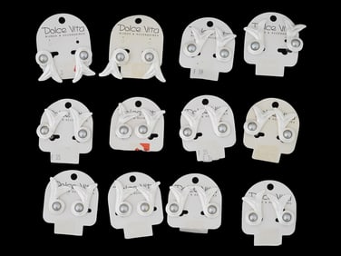 LOT OF 12 FRENCH DOLCE VITA COSTUME JEWELRY EARRINGS