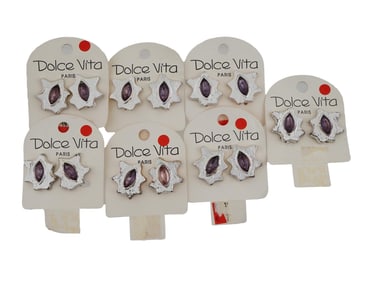 VINTAGE FRENCH DOLCE VITA 7 PAIRS CLIP ON EARRINGS