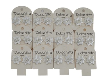 LOT OF 12 FRENCH DOLCE VITA STAR CLIP ON EARRINGS