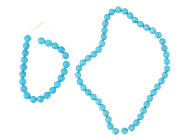 COLLECTION OF ROUND SHAPED TURQUOISE BEADS FOR NECKLACE
