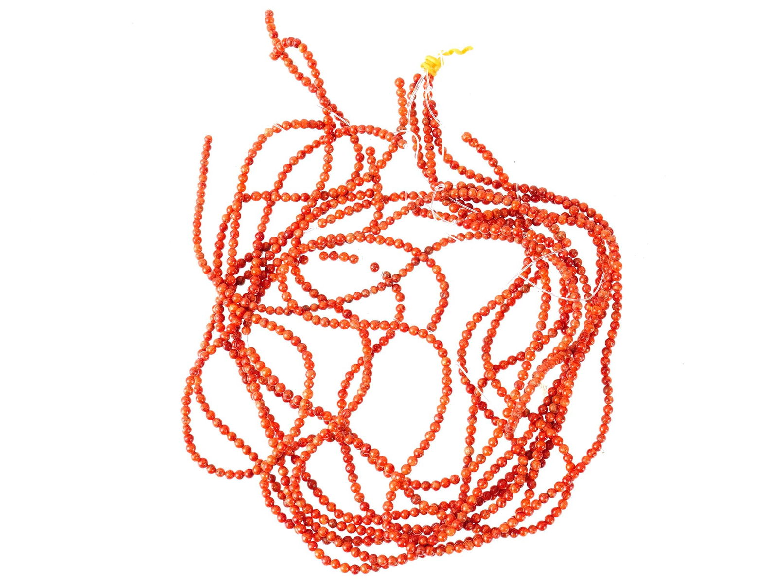 LOT OF BEADED DESIGN GENUINE ORANGE CORAL THREADS: A lot of beaded design threads made of genuine orange Coral stones. The beads are round shaped. Vintage Statement Jewelry For Women, Mineral Stones and Accessories For Collectors. THIS LOT QUAL