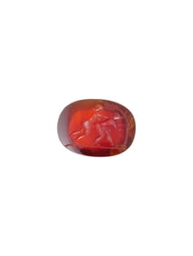 ANTIQUE CARVED CARNELIAN INTAGLIO SEAL W EROTIC SCENE