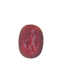 ANTIQUE CARVED CARNELIAN INTAGLIO SEAL W EROTIC SCENE