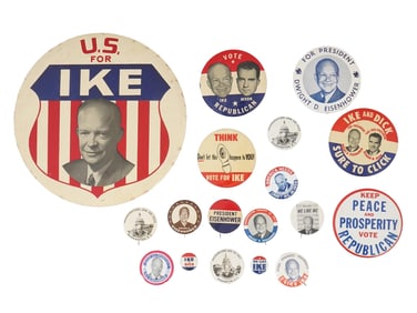 VINTAGE IKE DWIGHT EISENHOWER CAMPAIGN BADGES