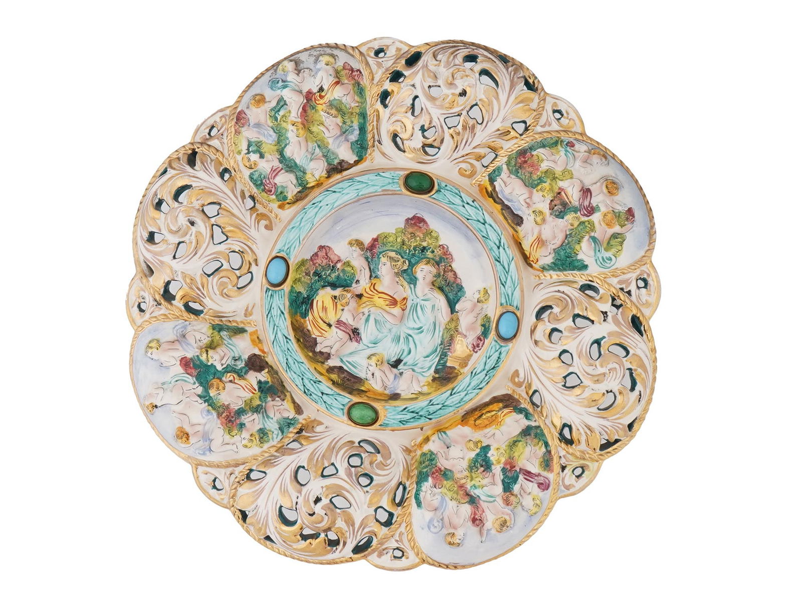 ANTIQUE ITALIAN MAJOLICA HAND PAINTED CERAMIC PLATE (1 of 6)