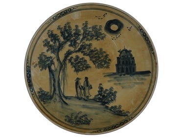 RARE LARGE VIETNAMESE HANOI BAT TRANG CERAMIC PLATE