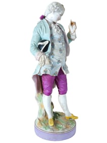 ANTIQUE EUROPEAN ROCOCO PORCELAIN MALE FIGURINE