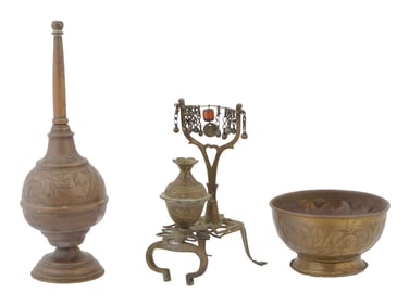 LOT OF THREE BRASS AND COPPER WARES