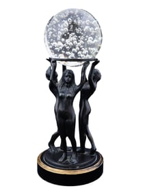 FEMALE FIGURES BALL BRONZE SCULPTURAL PAPERWEIGHT