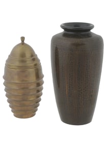 VINTAGE GERMAN NMK BRASS BOX AND PLASTIC VASE