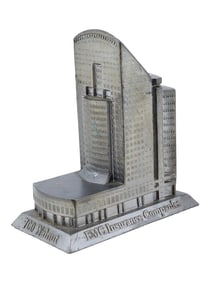 VINTAGE BRASS SCULPTURE OF EMC INSURANCE BUILDING