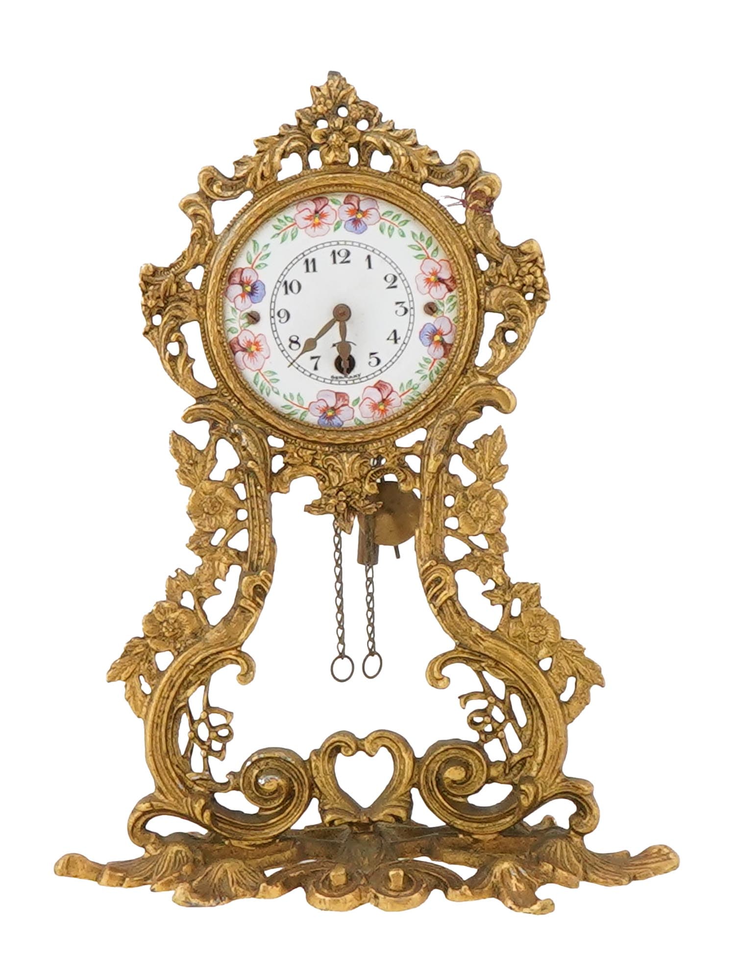 GERMAN 1 DAY MOVEMENT GOLD PATINATED BRONZE CLOCK (1 of 8)