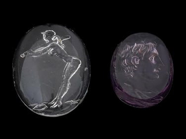 PAIR OF VINTAGE GLASS INTAGLIO SEALS