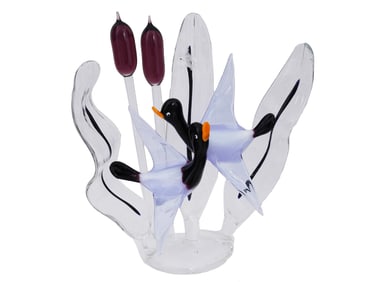 VINTAGE HAND BLOWN ART GLASS BIRDS FIGURINE