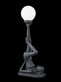 ART DECO STYLE FEMALE NUDE METAL TABLE LAMP
