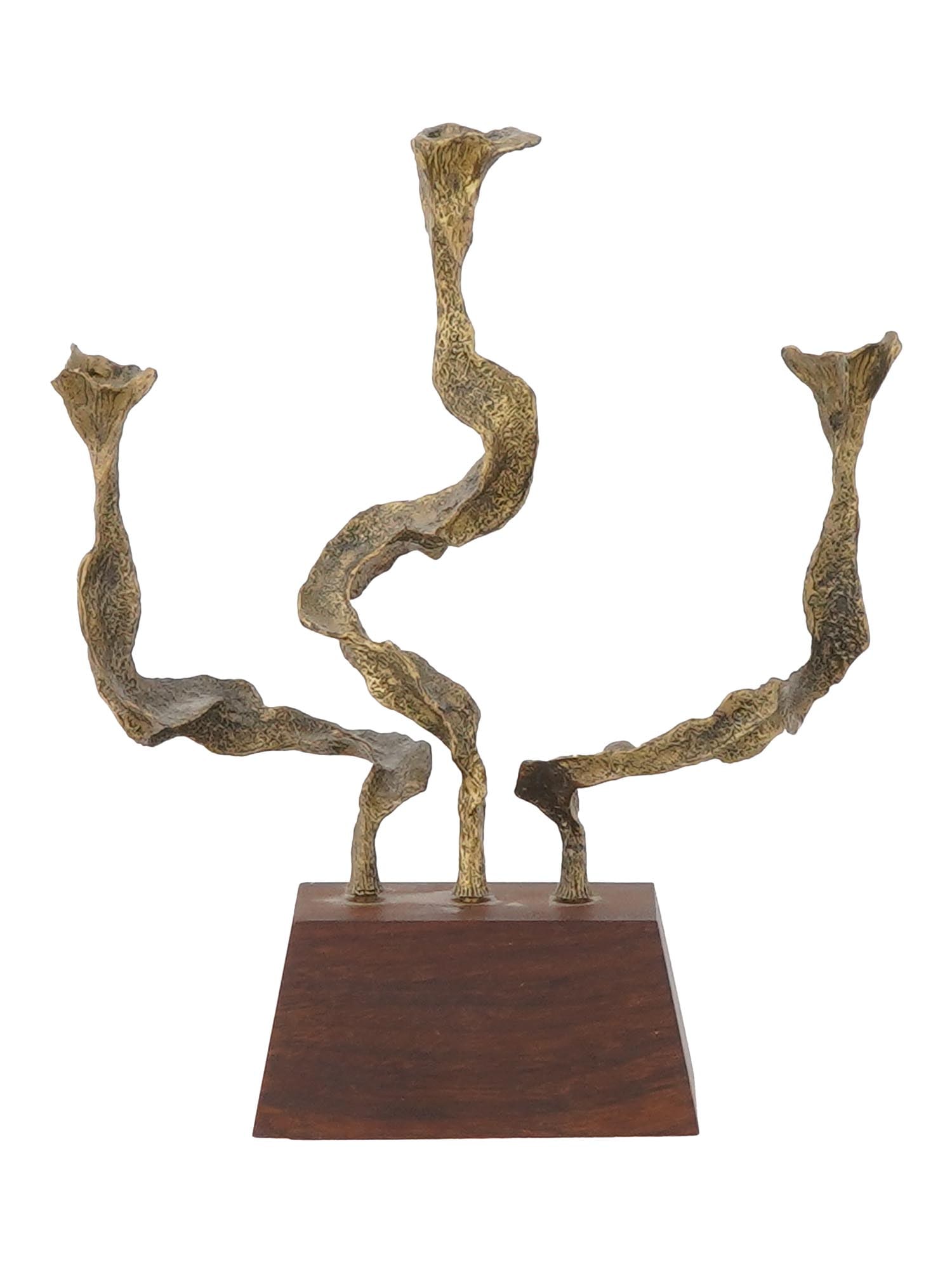 SCULPTURAL BRONZE WOOD MENORAH BY MENACHEM BERMAN (1 of 6)