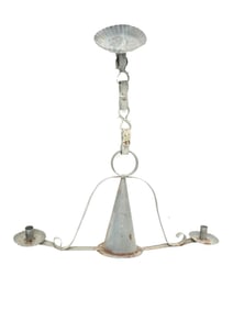 CONE SHAPED TIN CANDLE HOLDER WITH TWO ARMS