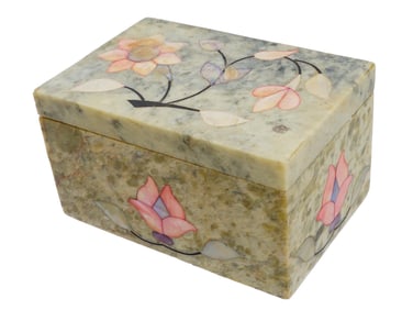 MID CEN ITALIAN FLOWER PIETRA DURA MOSAIC STONE BOX