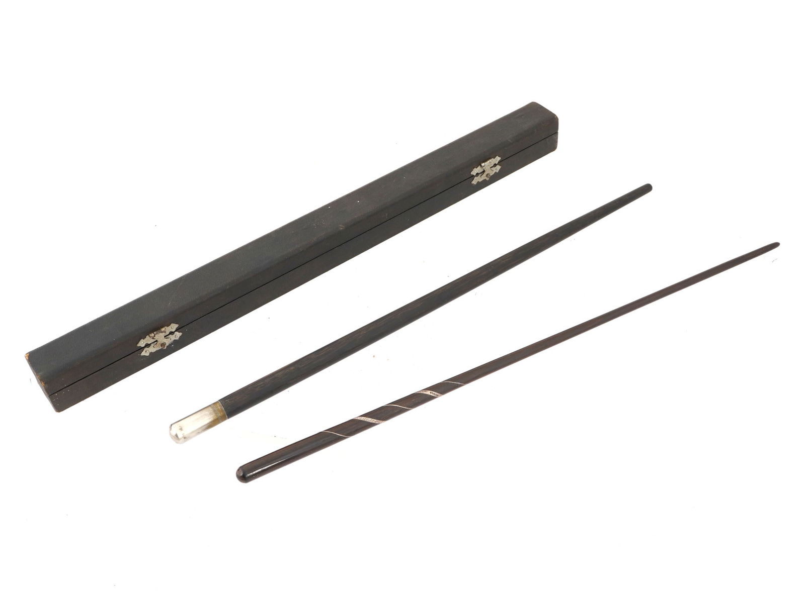 PAIR OF VINTAGE CONDUCTING BATONS WITH CASE (1 of 4)